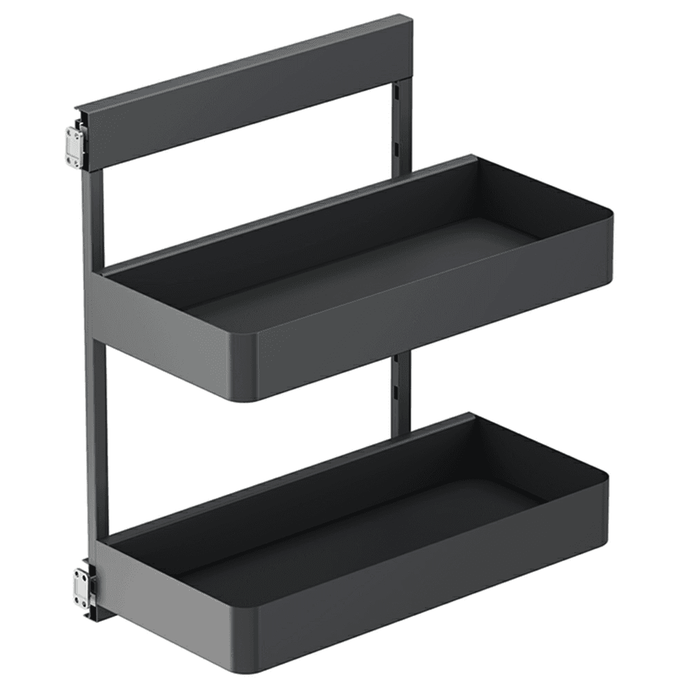 4.09" 2-Tier Planero Base Cabinet Organizer with Soft-Closing, Carbon Steel Gray, 30.5" High - Main Image