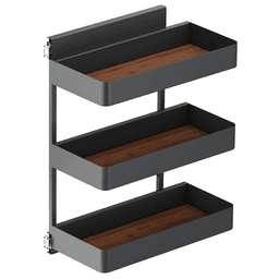 4.09" 3-Tier Planero Base Cabinet Organizer with Soft-Closing, Walnut, 30.5" High - Alt Image 1
