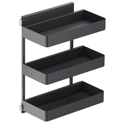 4.09" 3-Tier Planero Base Cabinet Organizer with Soft-Closing, Carbon Steel Gray, 25.5" High - Main Image
