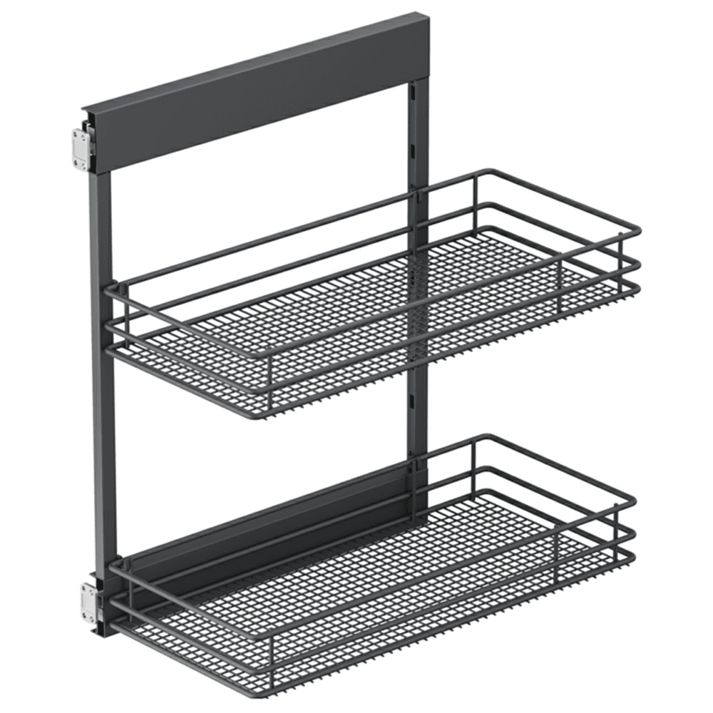 4.09" 2-Tier Saphir Wire Base Cabinet Organizer with Soft-Closing, Carbon Steel Gray - Main Image