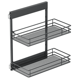 4.09" 2-Tier Saphir Wire Base Cabinet Organizer with Soft-Closing, Carbon Steel Gray - Main Image