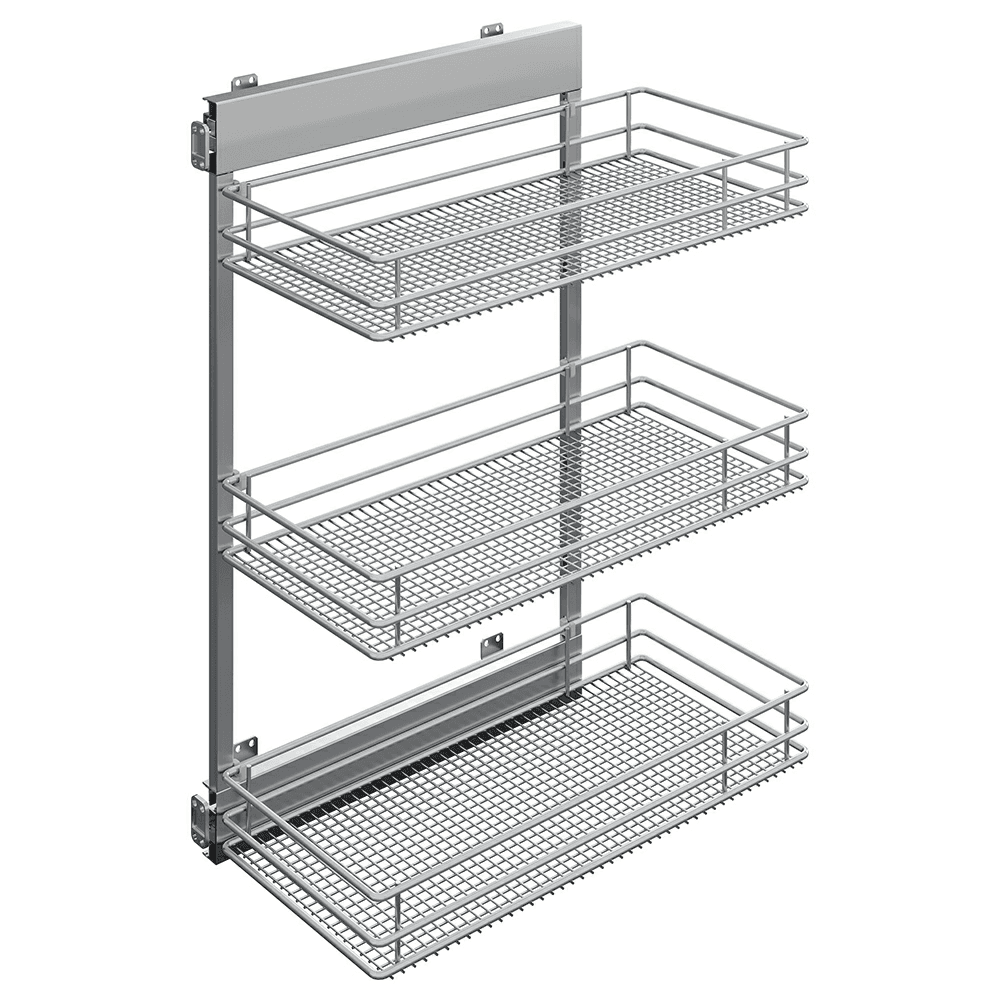 10.05" 3-Tier Saphir Base Cabinet Organizer with Soft-Closing, Platinum, 25.5" High - Main Image