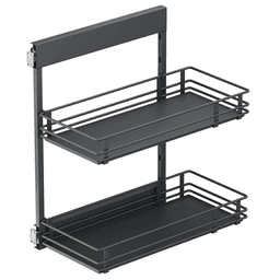 4.09" 2-Tier Scalea Base Cabinet Organizer with Soft-Closing, Carbon Steel Gray - Alt Image 1