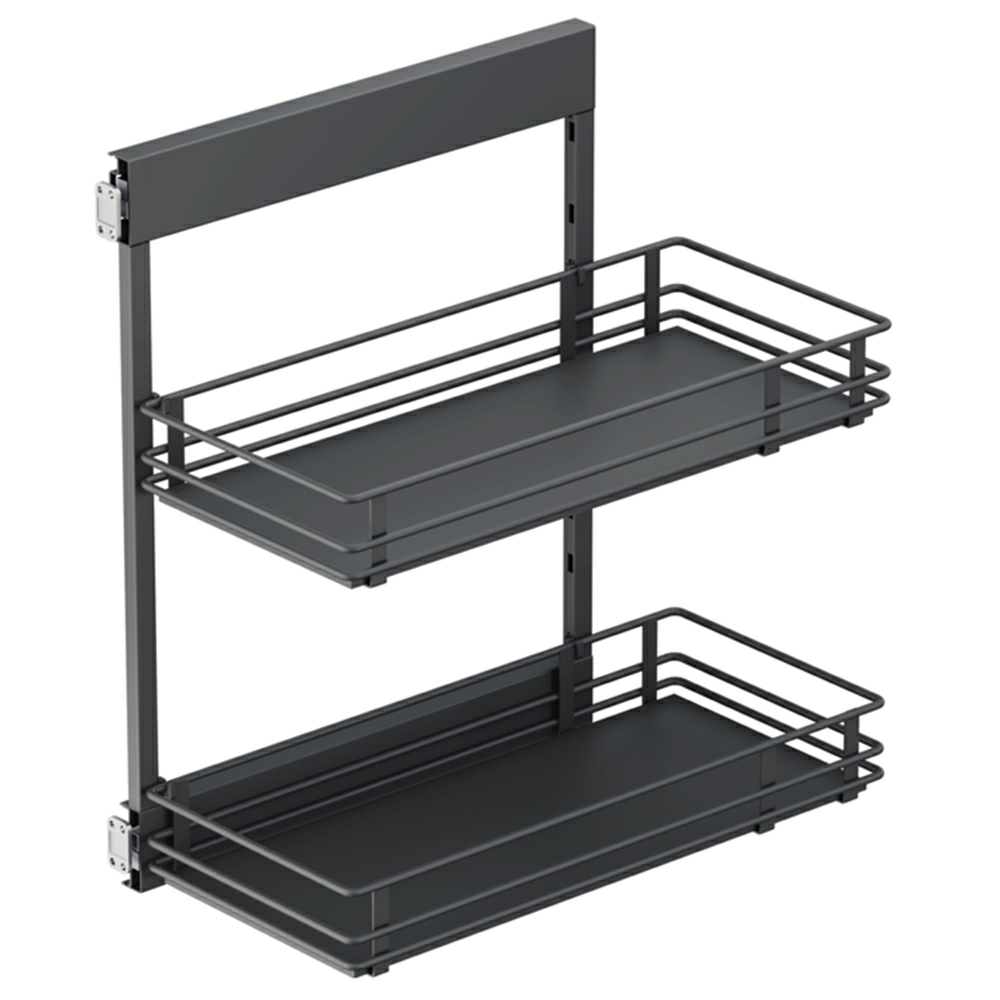 10.05" 2-Tier Scalea Base Cabinet Organizer with Soft-Closing, Carbon Steel Gray, 20.5" High - Main Image