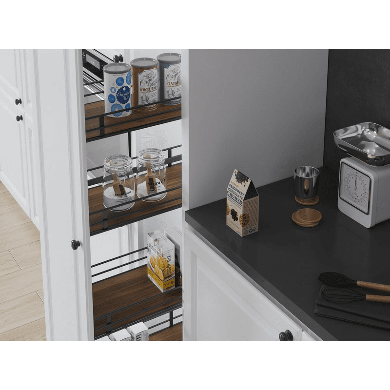 10.05" 2-Tier Scalea Base Cabinet Organizer with Soft-Closing for 12" Cabinet Opening, Walnut, 25.5" High - Alt Image 1