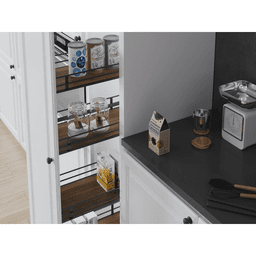 10.05" 2-Tier Scalea Base Cabinet Organizer with Soft-Closing for 12" Cabinet Opening, Walnut, 25.5" High - Alt Image 1