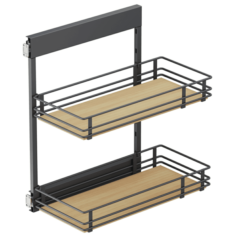 10.05" 2-Tier Scalea Base Cabinet Organizer with Soft-Closing for 12" Cabinet Opening, Maple, 30.5" High - Main Image