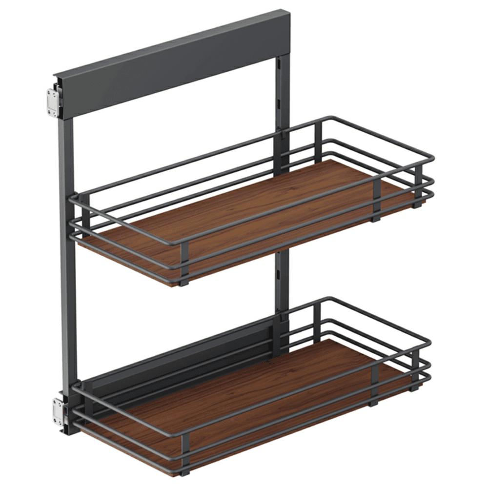 10.05" 2-Tier Scalea Base Cabinet Organizer with Soft-Closing for 12" Cabinet Opening, Walnut, 30.5" High - Main Image