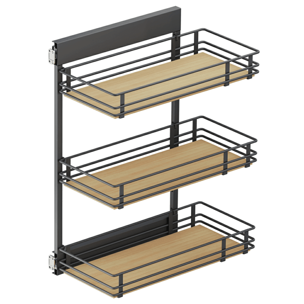 4.09" 3-Tier Scalea Base Cabinet Organizer with Soft-Closing, Maple, 25.5" High - Alt Image 1
