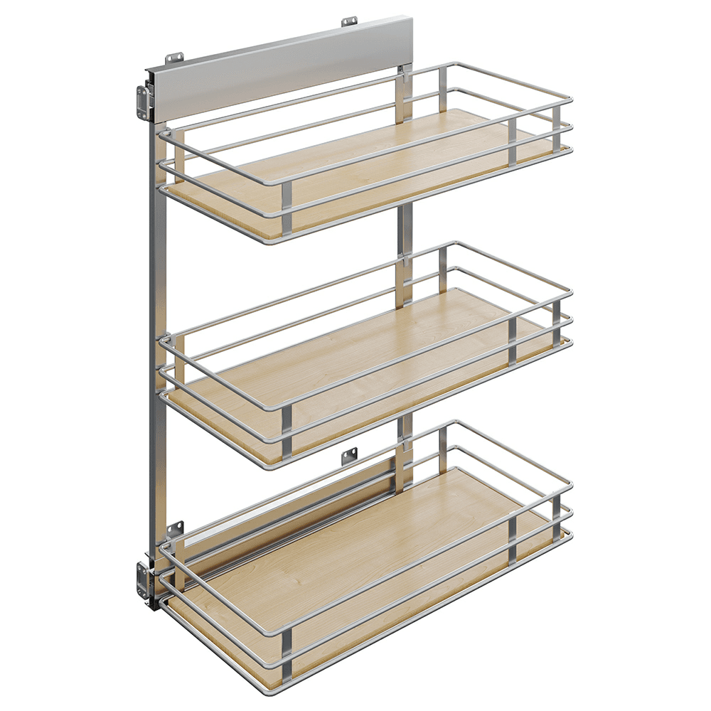 10.05" 3-Tier Scalea Platinum Line Base Cabinet Organizer with Soft-Closing, Maple, 25.5" High - Main Image