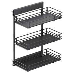 10.05" 3-Tier Scalea Base Cabinet Organizer with Soft-Closing for 12" Cabinet Opening, Carbon Steel Gray, 30.5" High - Main Image