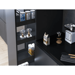 11.5" x 47.25" 3-Shelf Planero Pullout Pantry with PAM and Soft-Closing, Carbon Steel Gray - Alt Image 1