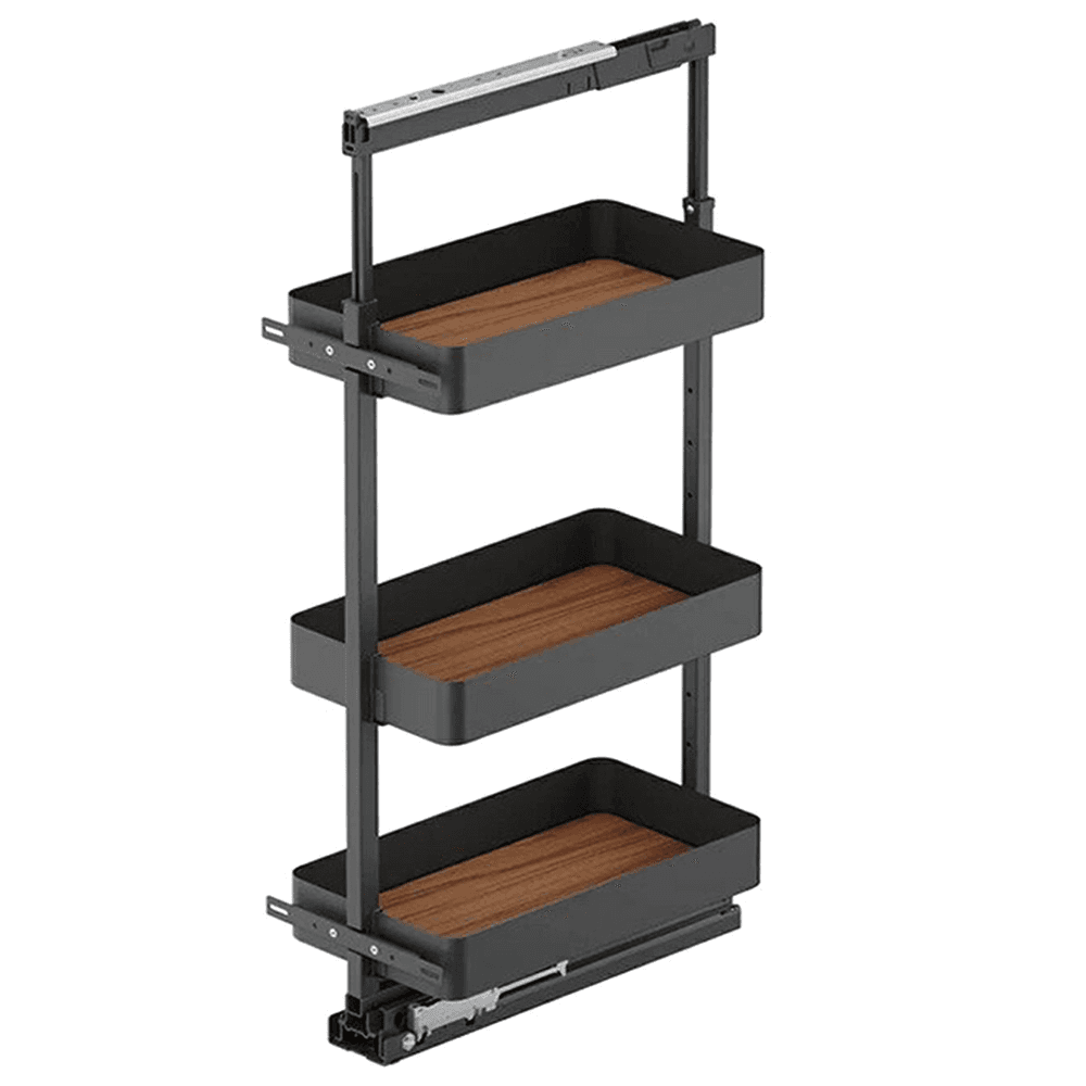 11.5" x 47.25" 3-Shelf Planero Pullout Pantry with PAM and Soft-Closing, Walnut - Main Image