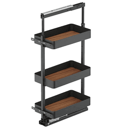 11.5" x 47.25" 3-Shelf Planero Pullout Pantry with PAM and Soft-Closing, Walnut - Main Image