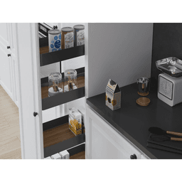 11.5" x 47.25" 3-Shelf Planero Pullout Pantry with PAM and Soft-Closing, Walnut - Alt Image 1
