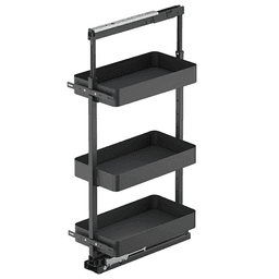 8.5" x 47.25" 3-Shelf Planero Pullout Pantry with PAM and Soft-Closing, Carbon Steel Gray - Main Image