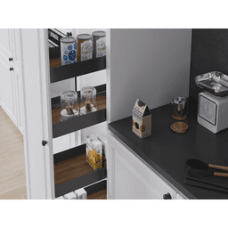 8.5" x 67" 4-Shelf Planero Pullout Pantry with PAM and Soft-Closing, Walnut - Alt Image 2