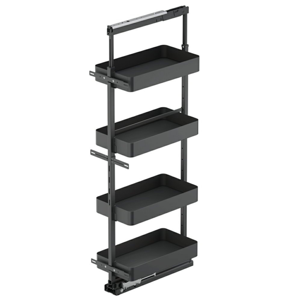 17.5" x 67" 4-Shelf Planero Pullout Pantry with PAM and Soft-Closing, Carbon Steel Gray - Main Image