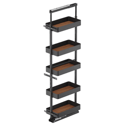 14.5" x 76.75" 5-Shelf Planero Pullout Pantry with PAM and Soft-Closing, Walnut - Main Image