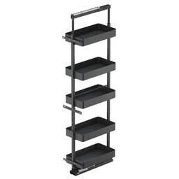 8.5" x 76.75" 5-Shelf Planero Pullout Pantry with PAM and Soft-Closing, Carbon Steel Gray - Main Image