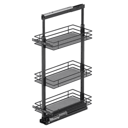 8.5" x 47.25" 3-Shelf Saphir Wire Pullout Pantry with PAM and Soft-Closing, Carbon Steel Gray - Main Image