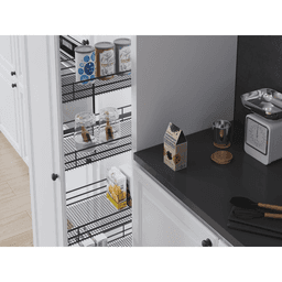 8.5" x 57" 4-Shelf Saphir Wire Pullout Pantry with PAM and Soft-Closing, Carbon Steel Gray - Alt Image 2