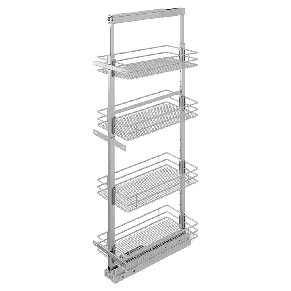 11.50" x 57" 4-Shelf Saphir Pantry Pull-Out with Soft-Closing, Platinum - Main Image