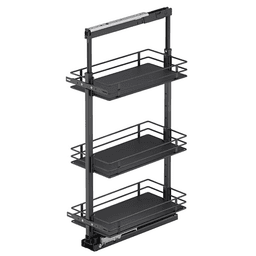 11.5" x 47.25" 3-Shelf Scalea Pullout Pantry with PAM and Soft-Closing, Carbon Steel Gray - Main Image