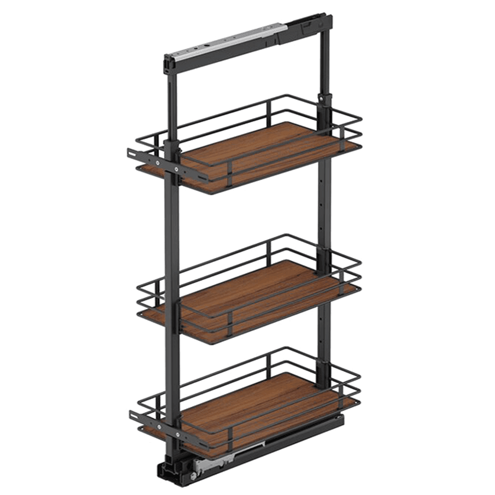 11.5" x 47.25" 3-Shelf Scalea Pullout Pantry with PAM and Soft-Closing, Walnut - Main Image