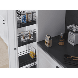 8.5" x 47.25" 3-Shelf Scalea Pullout Pantry with PAM and Soft-Closing, Carbon Steel Gray - Alt Image 2