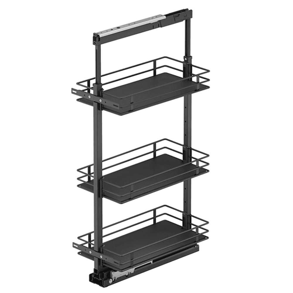 17.5" x 47.25" 3-Shelf Scalea Pullout Pantry with PAM and Soft-Closing, Carbon Steel Gray - Main Image