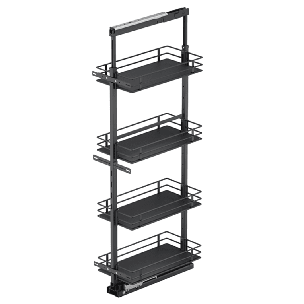 11.5" x 57" 4-Shelf Scalea Pullout Pantry with PAM and Soft-Closing, Carbon Steel Gray - Main Image