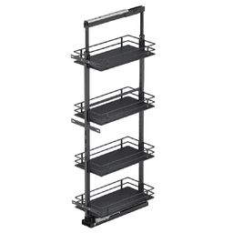 11.5" x 67" 4-Shelf Scalea Pullout Pantry with PAM and Soft-Closing, Carbon Steel Gray - Main Image