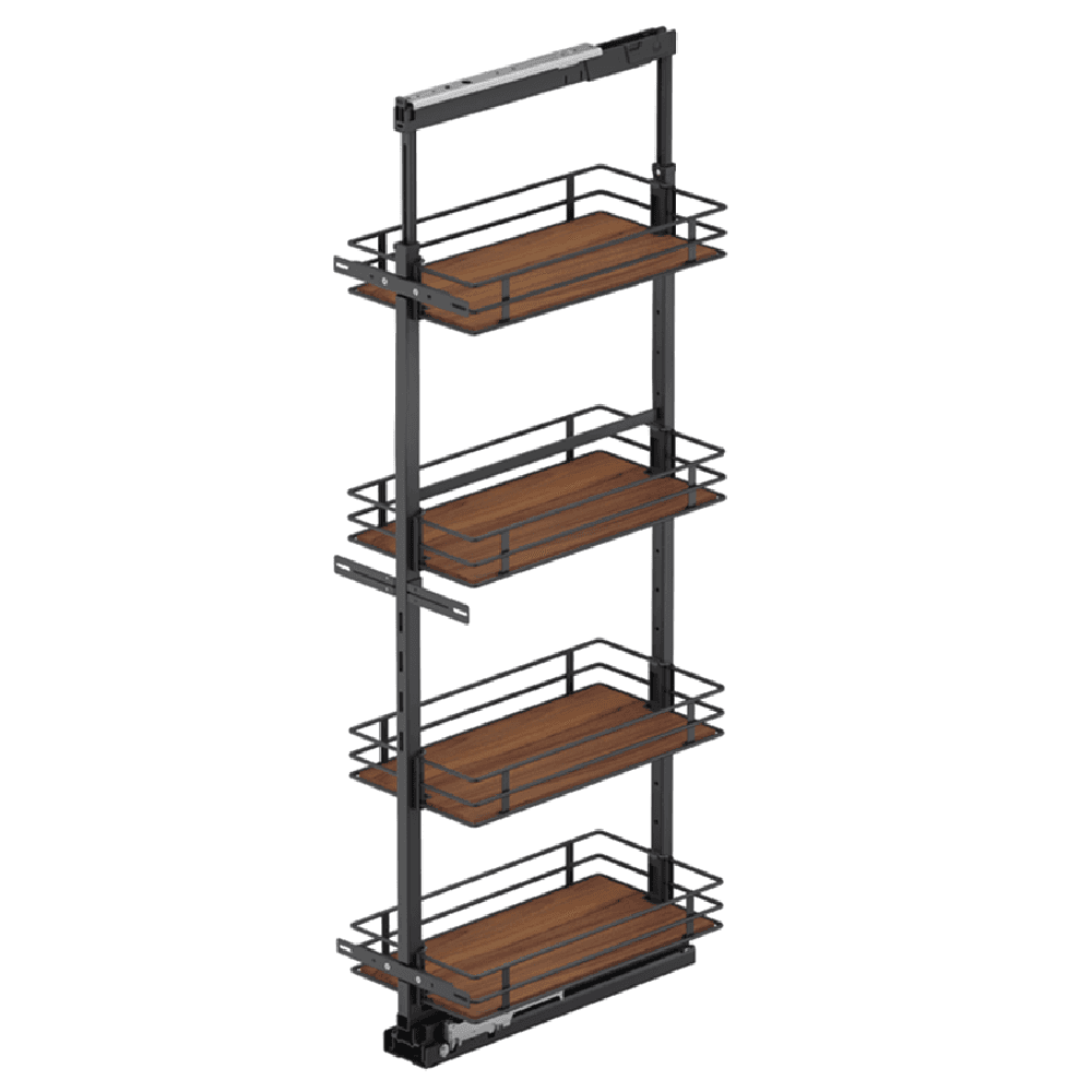 11.5" x 67" 4-Shelf Scalea Pullout Pantry with PAM and Soft-Closing, Walnut - Main Image
