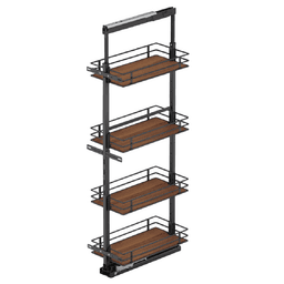 11.5" x 67" 4-Shelf Scalea Pullout Pantry with PAM and Soft-Closing, Walnut - Main Image