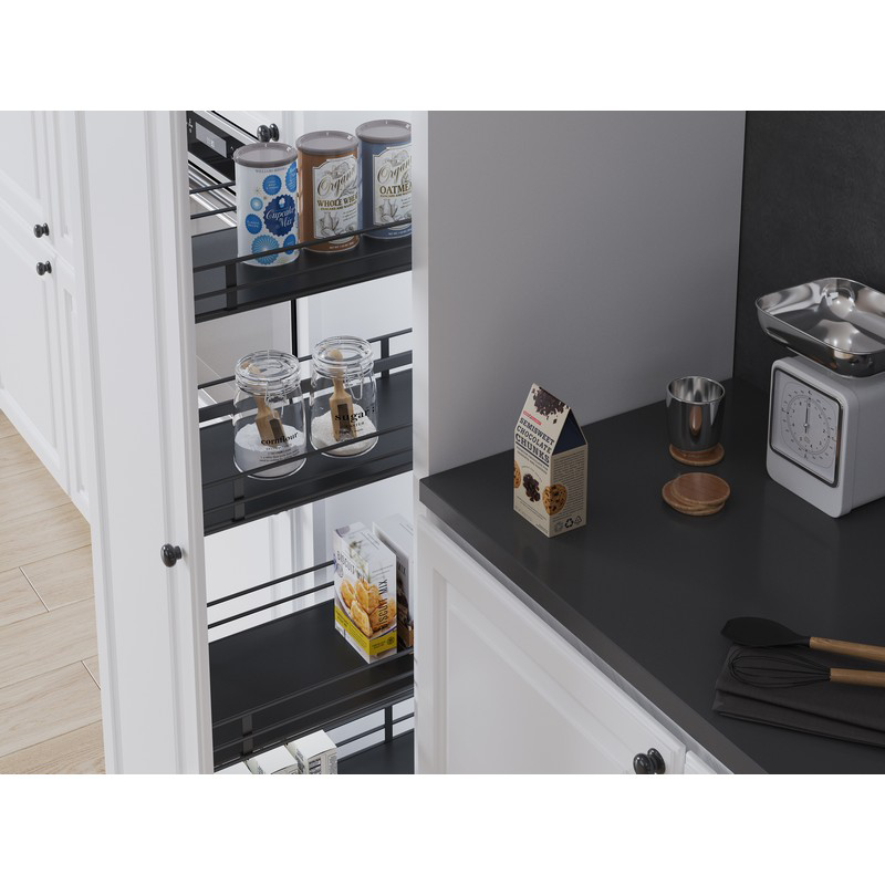 14.5" x 76.75" 5-Shelf Scalea Pullout Pantry with PAM and Soft-Closing, Carbon Steel Gray - Alt Image 2