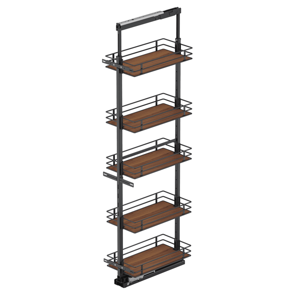17.5" x 76.75" 5-Shelf Scalea Pullout Pantry with PAM and Soft-Closing, Walnut - Main Image