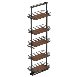 17.5" x 76.75" 5-Shelf Scalea Pullout Pantry with PAM and Soft-Closing, Walnut - Main Image