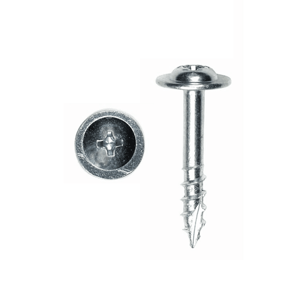 #8 x 1-1/8" Modified Washer Head Drawer Front Adjusting Screw, Phillips Drive Coarse Thread and Type 17 Auger Point, Zinc, Box of Thousand by Wurth - Main Image