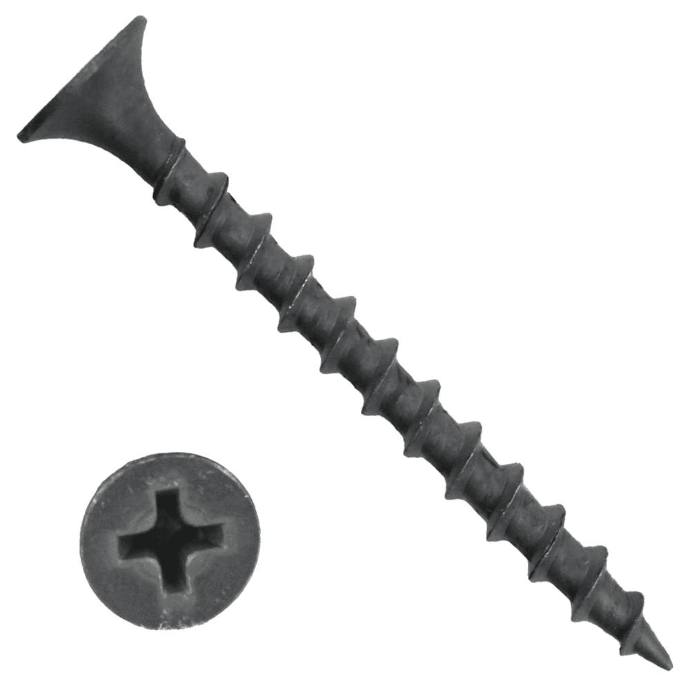 #8 x 3" Bugle Head Drywall Screw, Phillips Drive Coarse Thread and Sharp Point, Black, Box of 1 Thousand by Wurth - Main Image