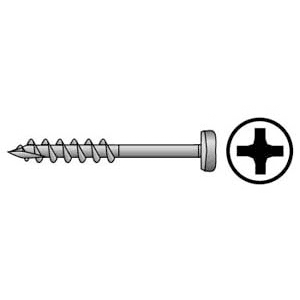 #6 x 1-1/2" Pan Head Face Frame/Pocket-Hole Screw, Phillips Drive Coarse Thread and Type 17 Auger Point, Nickel, Box of 8.5 Thousand by Wurth - Alt Image 1