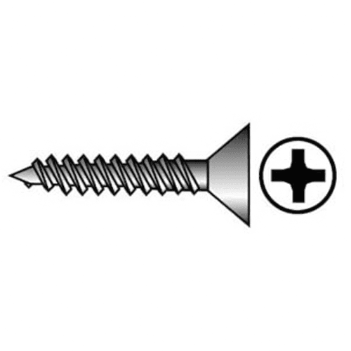 #5 x 5/8" Flat Head Hinge/Drawer Slide Screw, Phillips Drive Coarse Thread and Sharp Point, Zinc, Box of 1 Thousand by Wurth - Alt Image 1