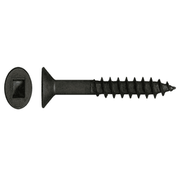 #8 x 1-1/2" Flat Head Assembly Screw, Square Drive Coarse Thread with Nibs and Type 17 Auger Point, Black, Box of Thousand by Wurth - Main Image