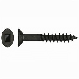 #8 x 1-1/4" Flat Head Assembly Screw, Square Drive Coarse Thread with Nibs and Type 17 Auger Point, Black, Box of Thousand by Wurth - Main Image