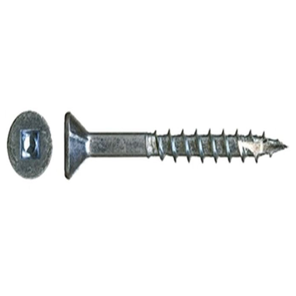 #8 x 1-1/4" Flat Head Assembly Screw, Square Drive Coarse Thread with Nibs and Type 17 Auger Point, Zinc, Box of Thousand by Wurth - Main Image