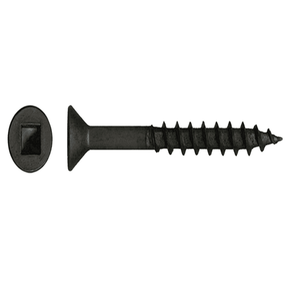 #8 x 1-1/2" Flat Head Assembly Screw, Square Drive Coarse Thread with Nibs and Type 17 Auger Point, Black, Box of Thousand by Wurth - Alt Image 1