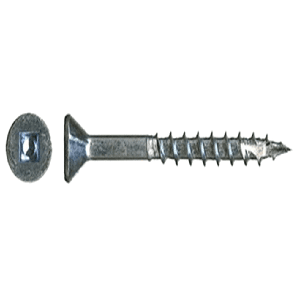 #8 x 2" Flat Head Assembly Screw, Square Drive Coarse Thread with Nibs and Type 17 Auger Point, Zinc, Box of Thousand by Wurth - Main Image