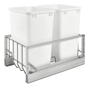Double 35 QT Bottom-Mount Waste Container Pullout, Soft-Closing for 15" Base Opening, White Main - Image