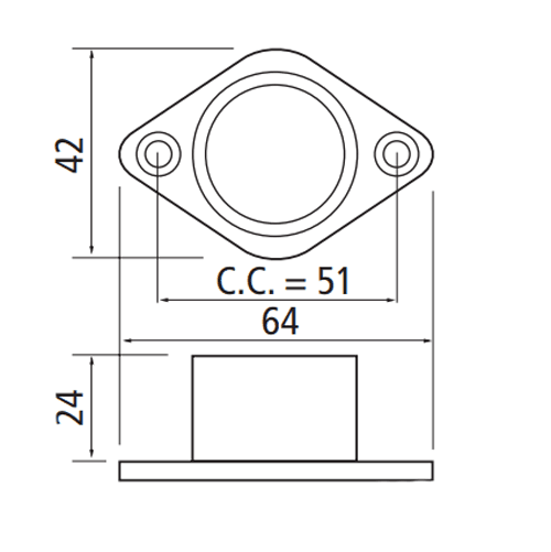 Pro Closet Rod Closed Flange - 1-1/16" Diameter - Chrome Finish