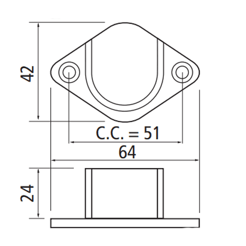 Screw mount flange with 51mm center to center spacing